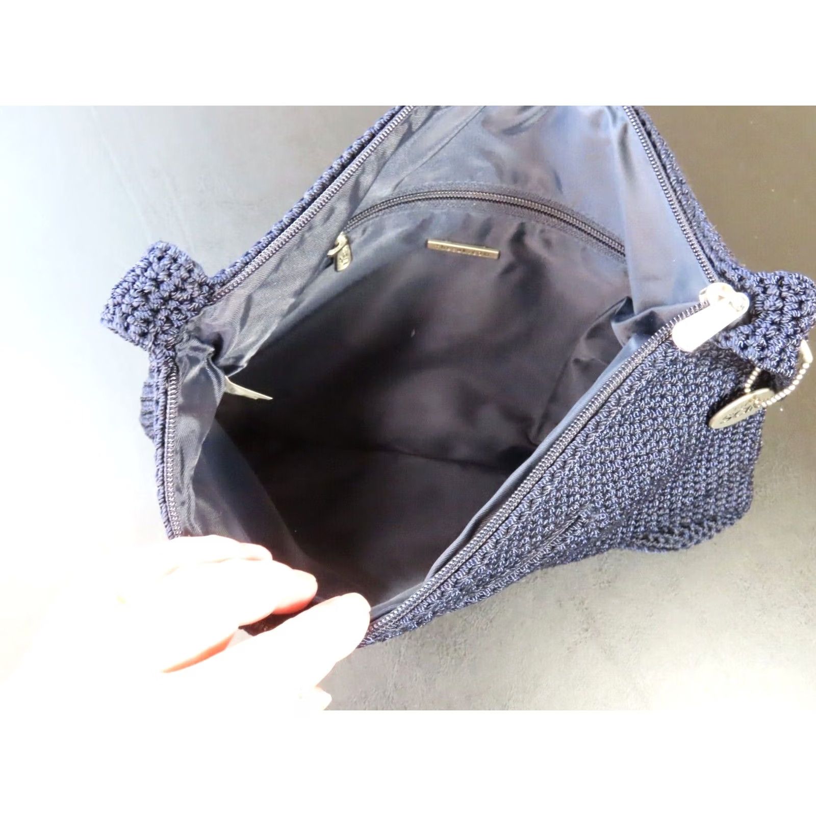 The Sak The Sak Crossbody Purse Navy Blue Medium Navy 3 Pockets Zipper Silver Hardware Women Knit Polypropylene Size ONE SIZE - 7 Thumbnail