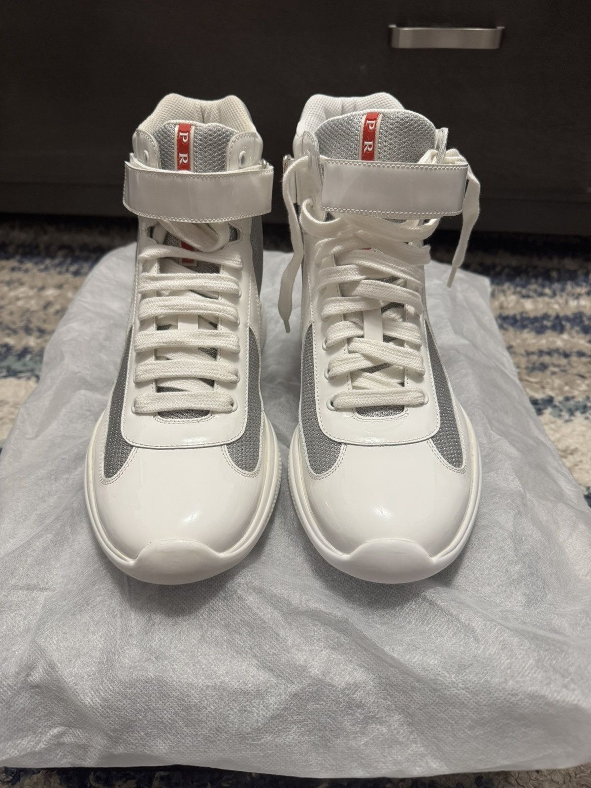Prada Prada America’s Cup Patent Leather Hi-Top Sneakers Size US 9 / EU 42 - 1 Thumbnail