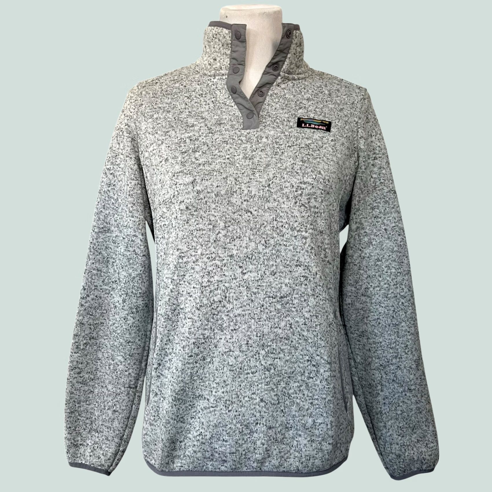 Vintage L.L. Bean Women's Sweater Fleece Pullover Gray 1/4 Snap Pockets Outdoors Sz S Hoodie Sweatshirt Pullover Womens Size S / US 4 / IT 40 - 1 Thumbnail