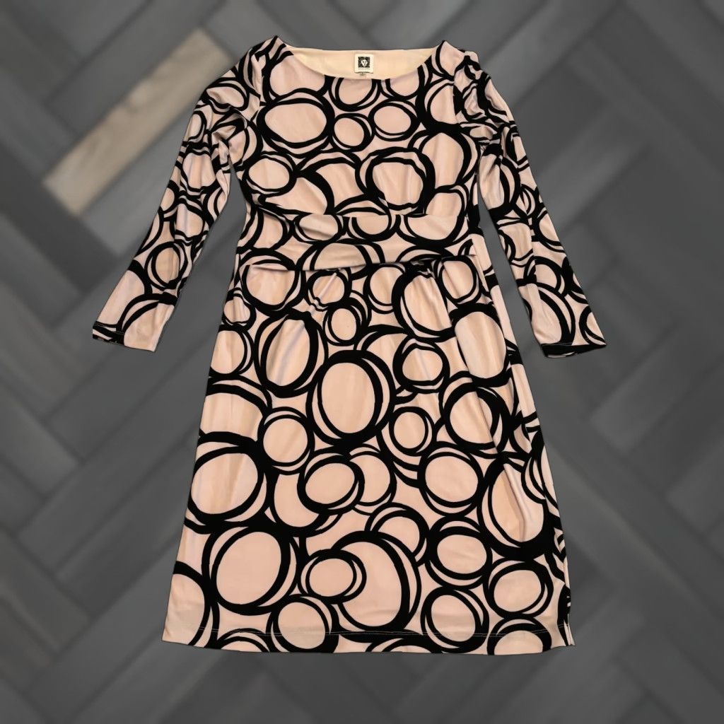 Anne Klein Anne Klein Dress Womens Small Pink Geometric Faux Wrap Long Sleeve Career Dress Size S / US 4 / IT 40 - 1 Thumbnail