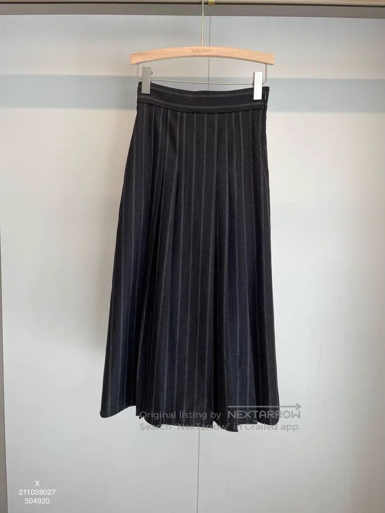 Brunello Cucinelli Brunello Cucinelli Black Gray New Wool Striped Wide Leg Pa Size 24" / US 00 / IT 34 - 1 Thumbnail