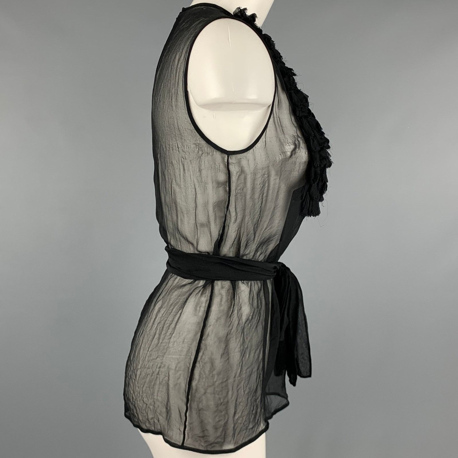 Dsquared2 DSQUARED2 Size 4 Black Chiffon Ruffled Sleeveless Dress Top Size S / US 4 / IT 40 - 2 Thumbnail