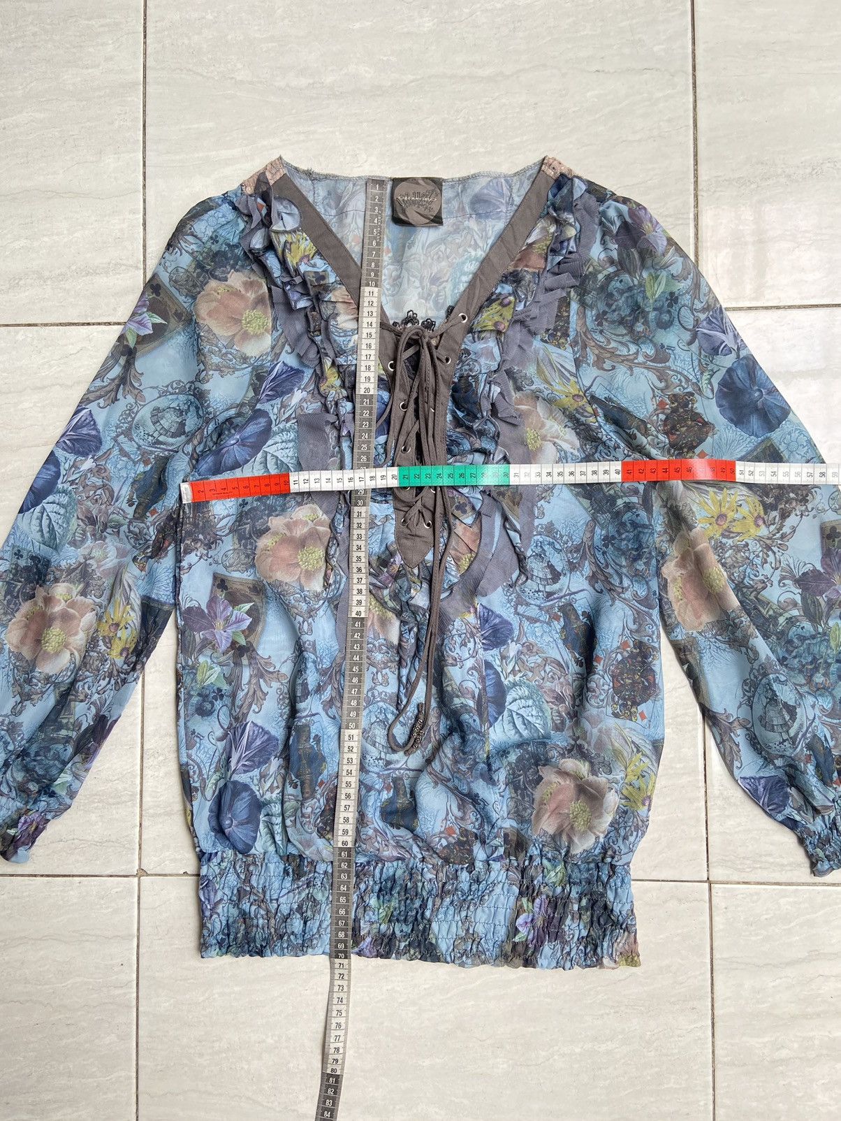 Designer × Japanese Brand × Seditionaries OZZ ANGELO Flower Motive Blouse Size XS / US 0-2 / IT 36-38 - 2 Thumbnail