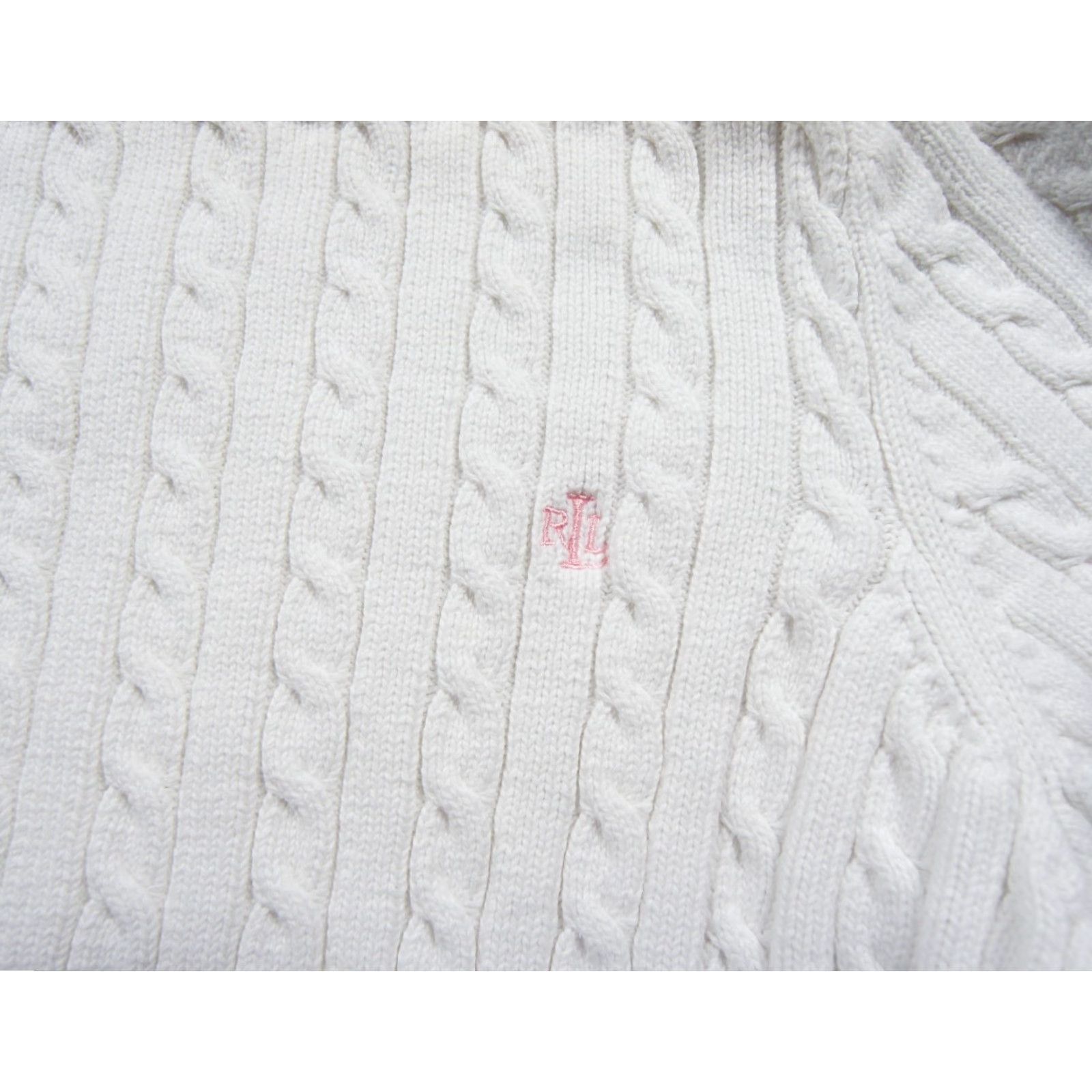 Ralph Lauren Lauren Ralph Lauren Sweater Womens 2X White Cable Knit Pullover Cotton Ladies Shirt Size XXL / US 16-18 / IT 52-54 - 3 Thumbnail