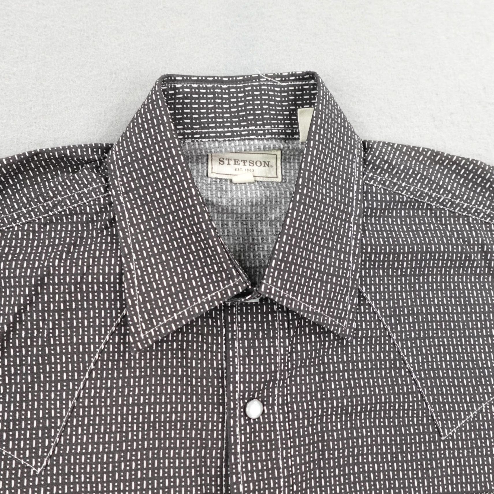 Stetson VINTAGE Stetson Cowboy Shirt Mens Medium Black Western Pearl Snap Button-Up Geometric Outdoor Casual Size US M / EU 48-50 / 2 - 2 Thumbnail