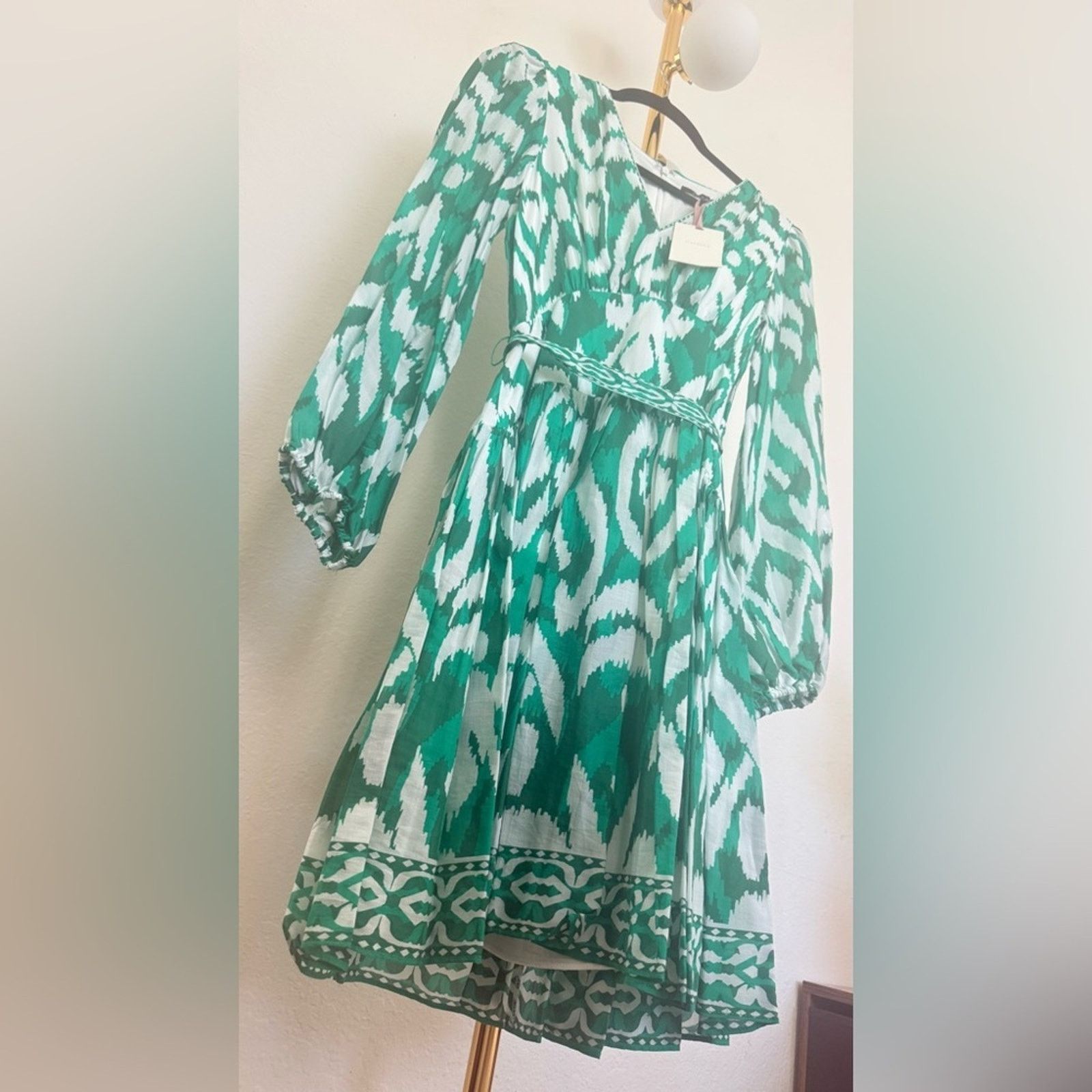 & Other Stories Alex Marie Long Sleeve Dress Printed Teal and White size 4 Size S / US 4 / IT 40 - 8 Thumbnail