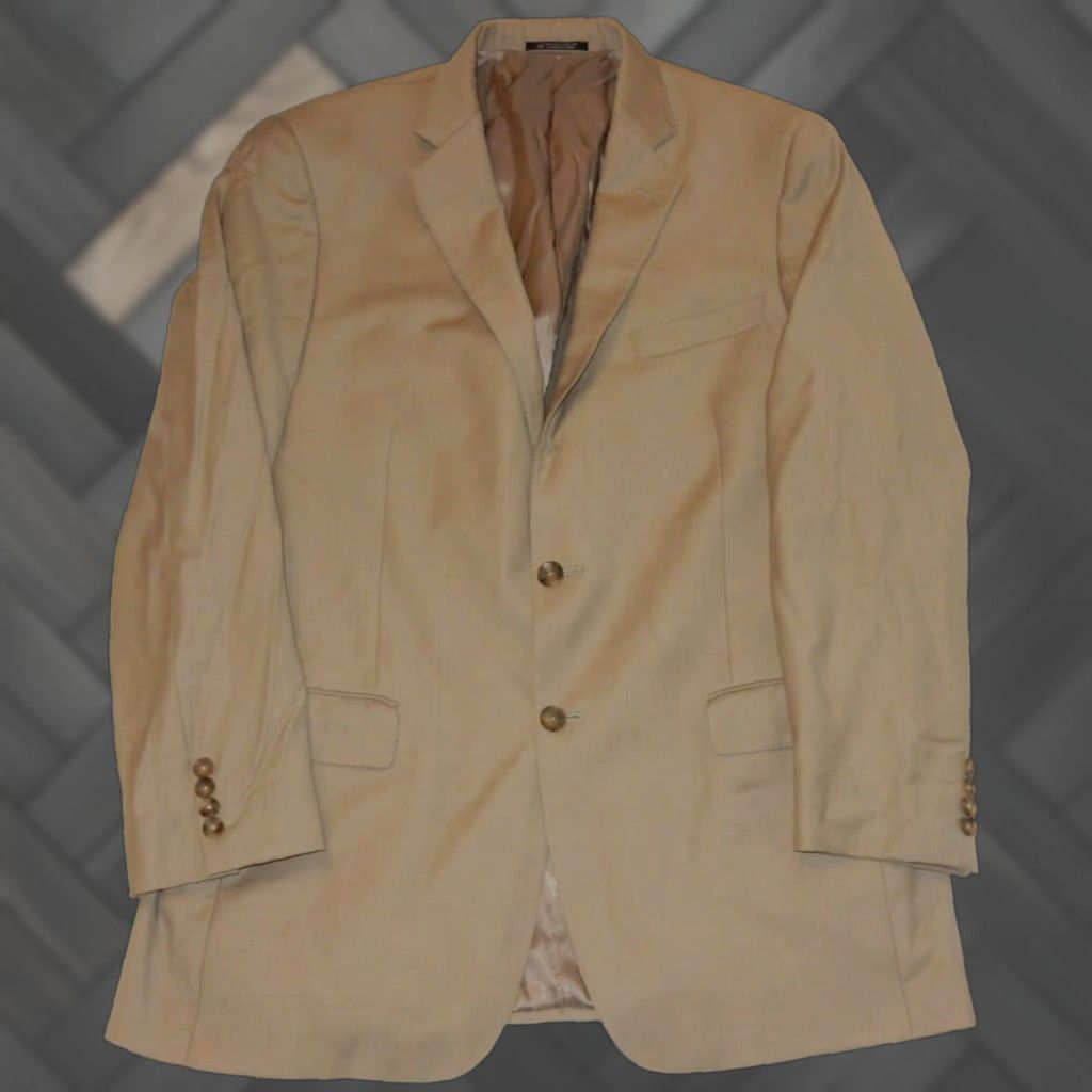 Hart Schaffner Marx Hart Schaffner Marx Blazer Sport Coat Jacket Size 44L Beige Wool Mens Size 44R - 1 Thumbnail