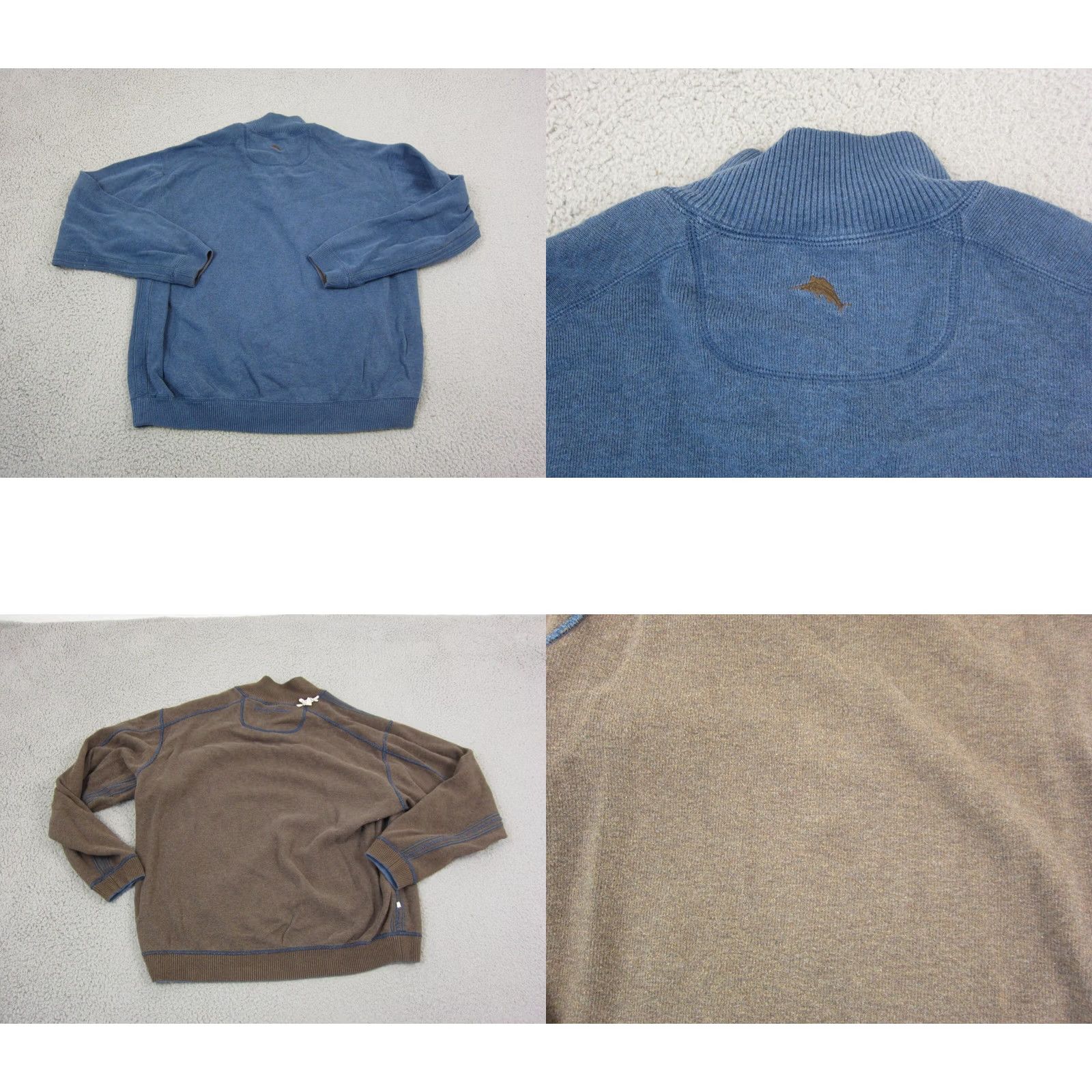 Tommy Bahama Tommy Bahama Sweater Mens L Blue Reversible 1/4 Zip Knit Cotton Casual Knitwear Pullover Size US L / EU 52-54 / 3 - 9 Thumbnail
