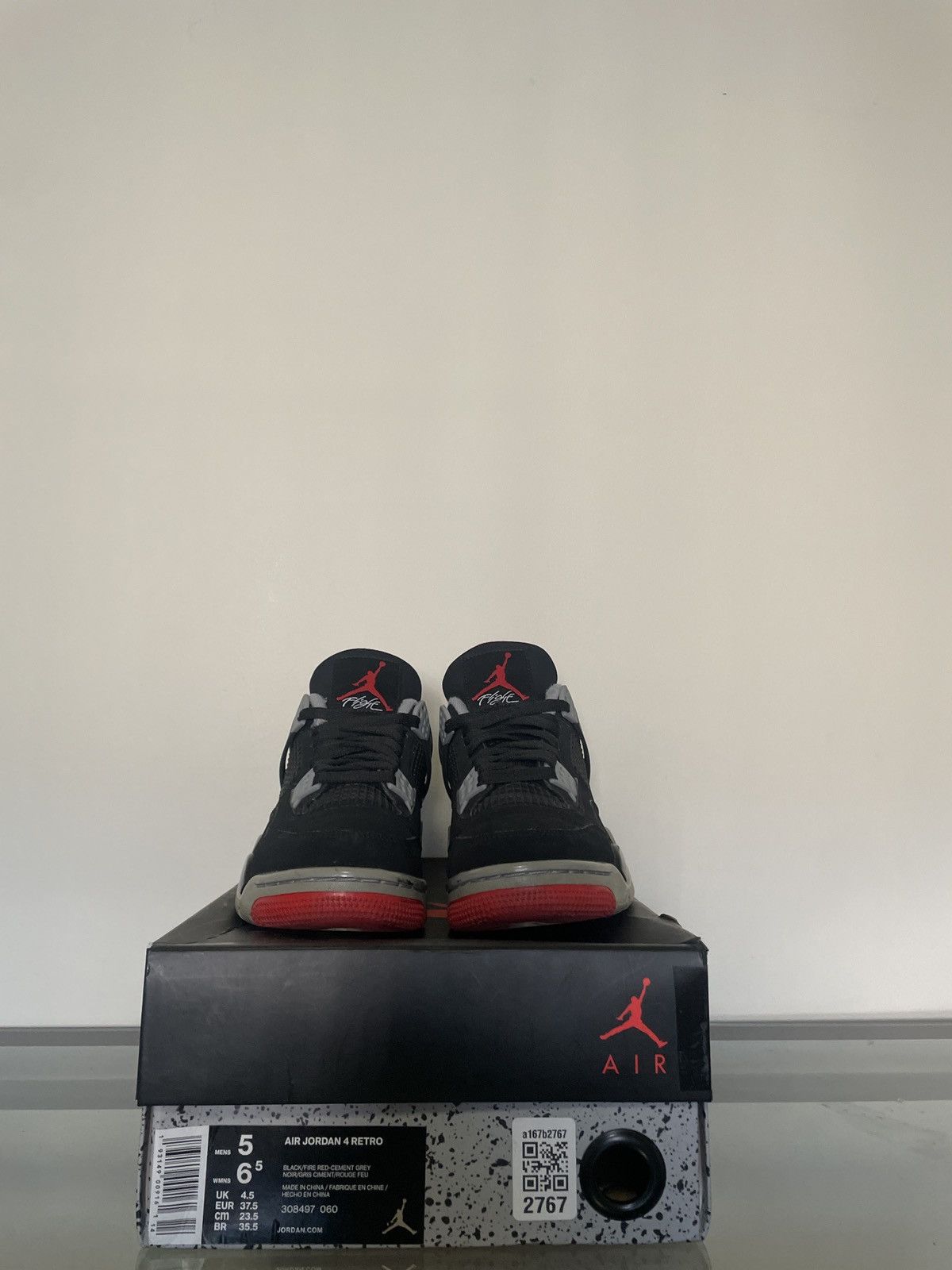Jordan Brand × Nike Air Jordan 4 Bred 2019 Size US 6.5 / IT 36.5 - 3 Thumbnail