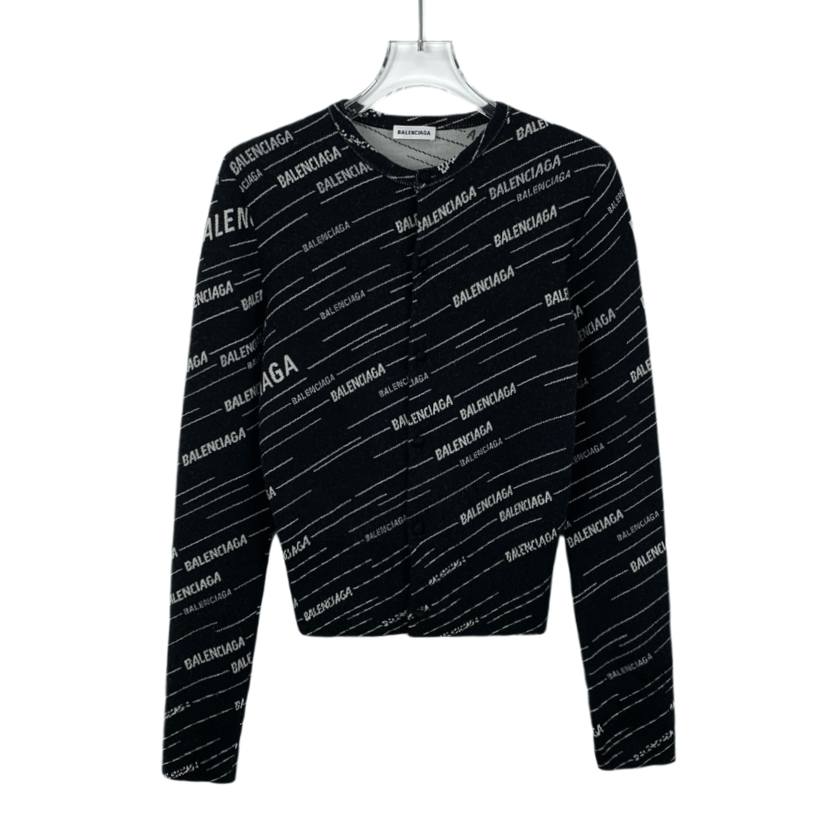 Balenciaga CW0446 Balenciaga Womens Black & White Logo Print Sweater Size S / US 4 / IT 40 - 1 Thumbnail
