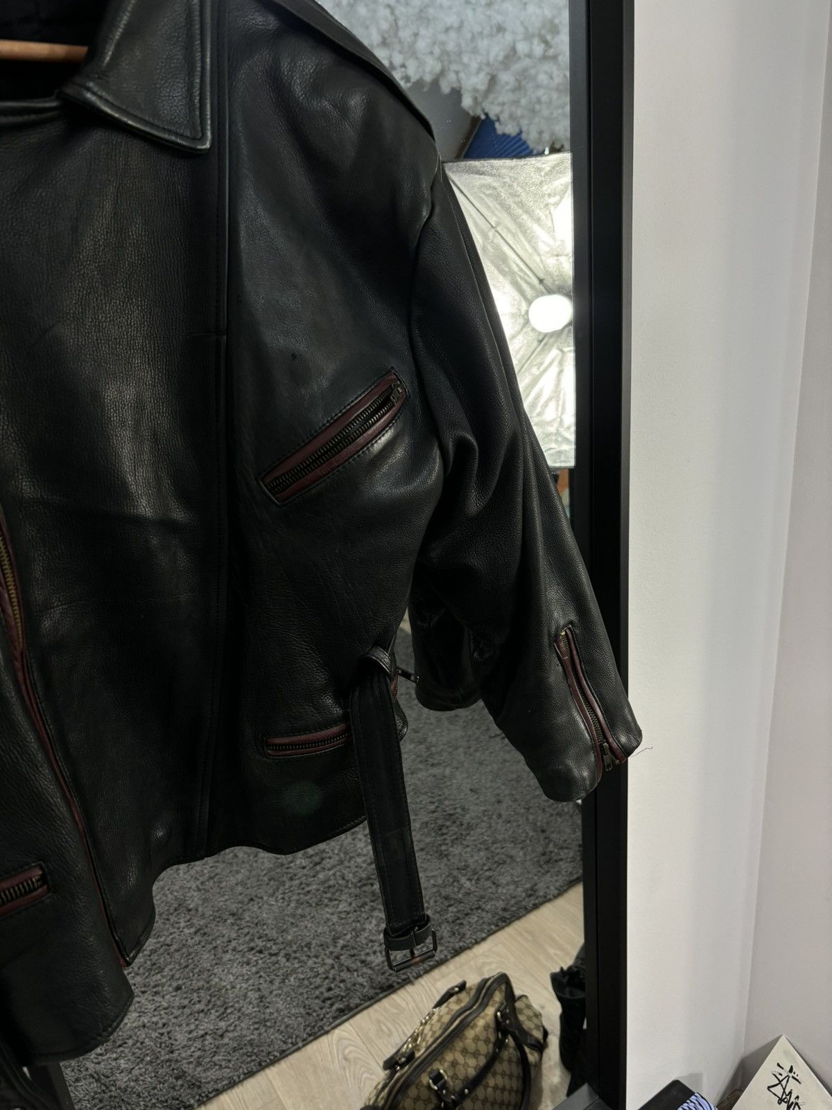 Genuine Leather × Japanese Brand 2000s Vintage Japanese Cropped Real Leather Bomber Jacket Size US M / EU 48-50 / 2 - 6 Thumbnail
