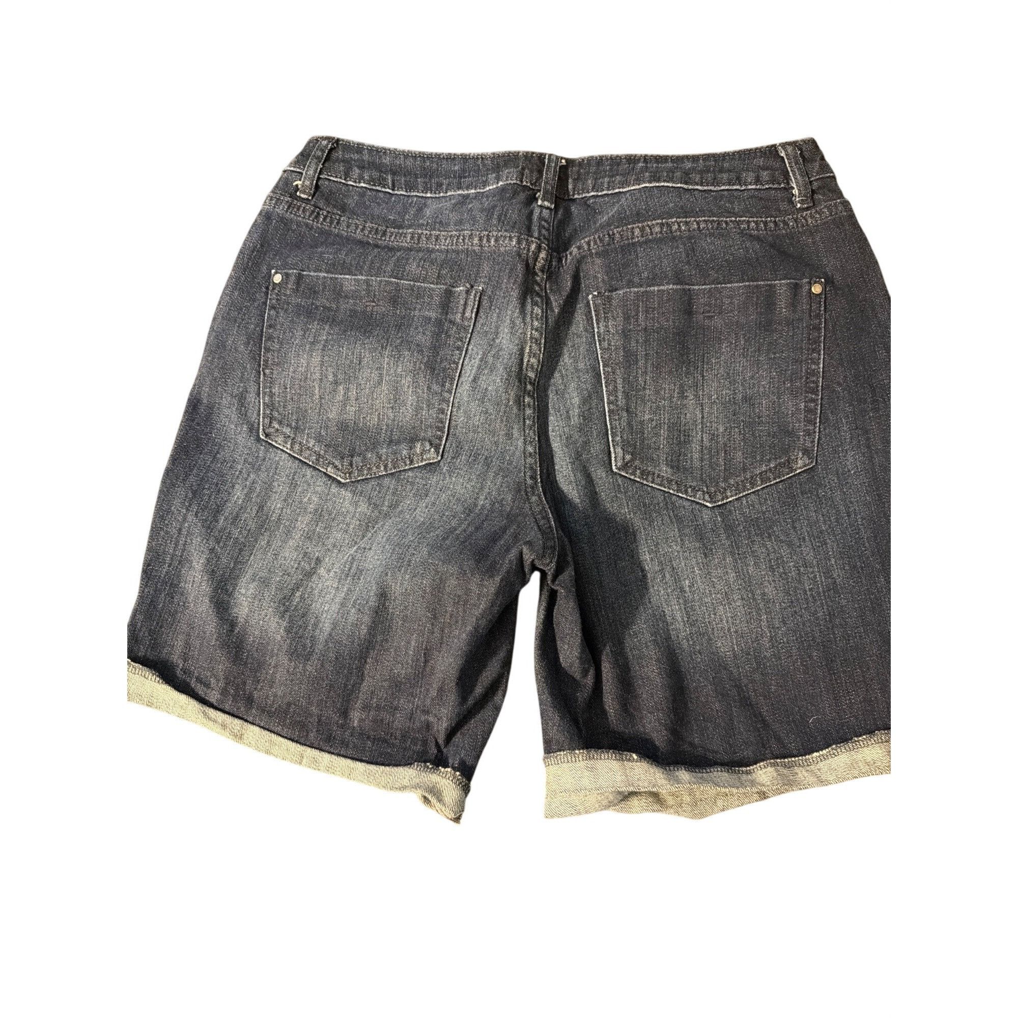 Other Elle Blue Jeans Denim Bermuda Shorts Cuffed Dark Wash Size 1 Size 32" / US 10 / IT 46 - 3 Thumbnail