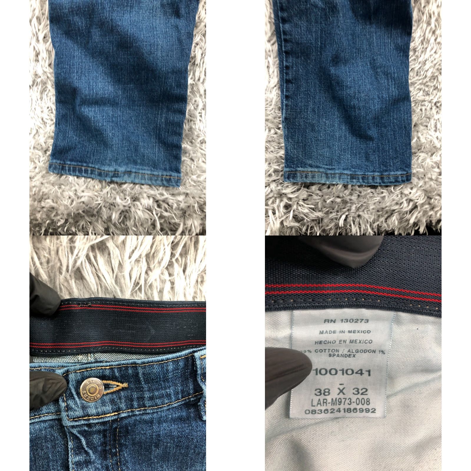 Lee Riders by Lee Straight Jeans Size 38x32 Mens Mid Rise Medium Wash Blue Stretch Denim 5-Pocket Belt Loops Regular Size US 38 / EU 54 - 8 Thumbnail