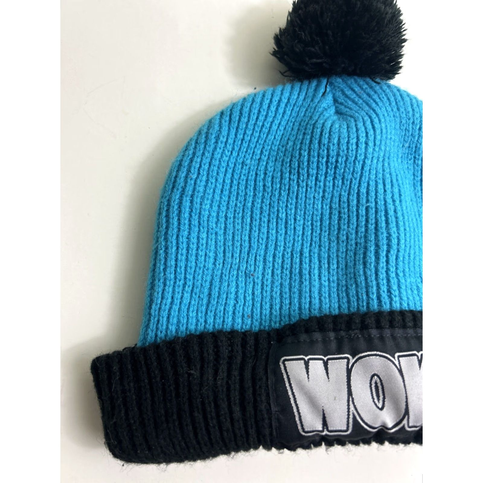 Vintage Woke Beanie Pom Pom One Size Teal Black acrylic Size ONE SIZE - 2 Thumbnail