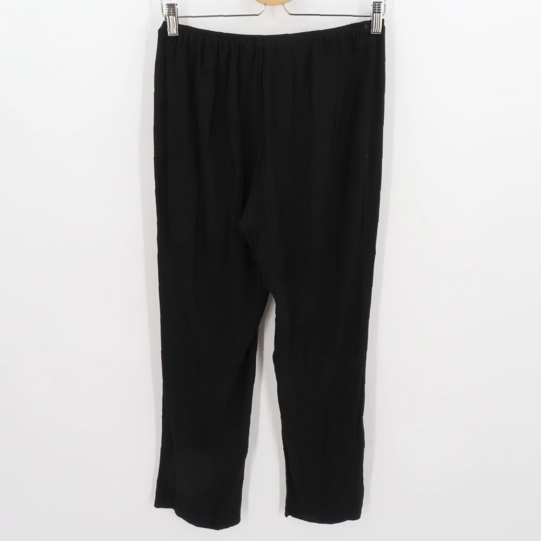 Vintage Citron Santa Monica Pants Womens PM Black Rayon Stretch Waist Flat Front High Rise Ankle Petite Medium Relaxed Casual Vintage No Size 32" / US 10 / IT 46 - 4 Thumbnail