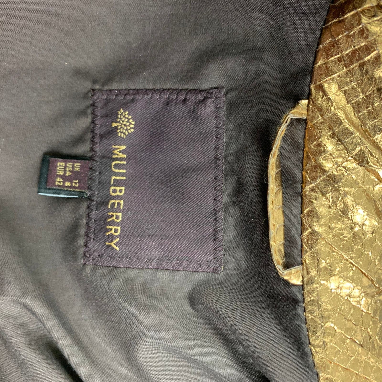 Mulberry MULBERRY Size 8 Gold Leather Metallic Buttoned Jacket Size M / US 6-8 / IT 42-44 - 6 Thumbnail