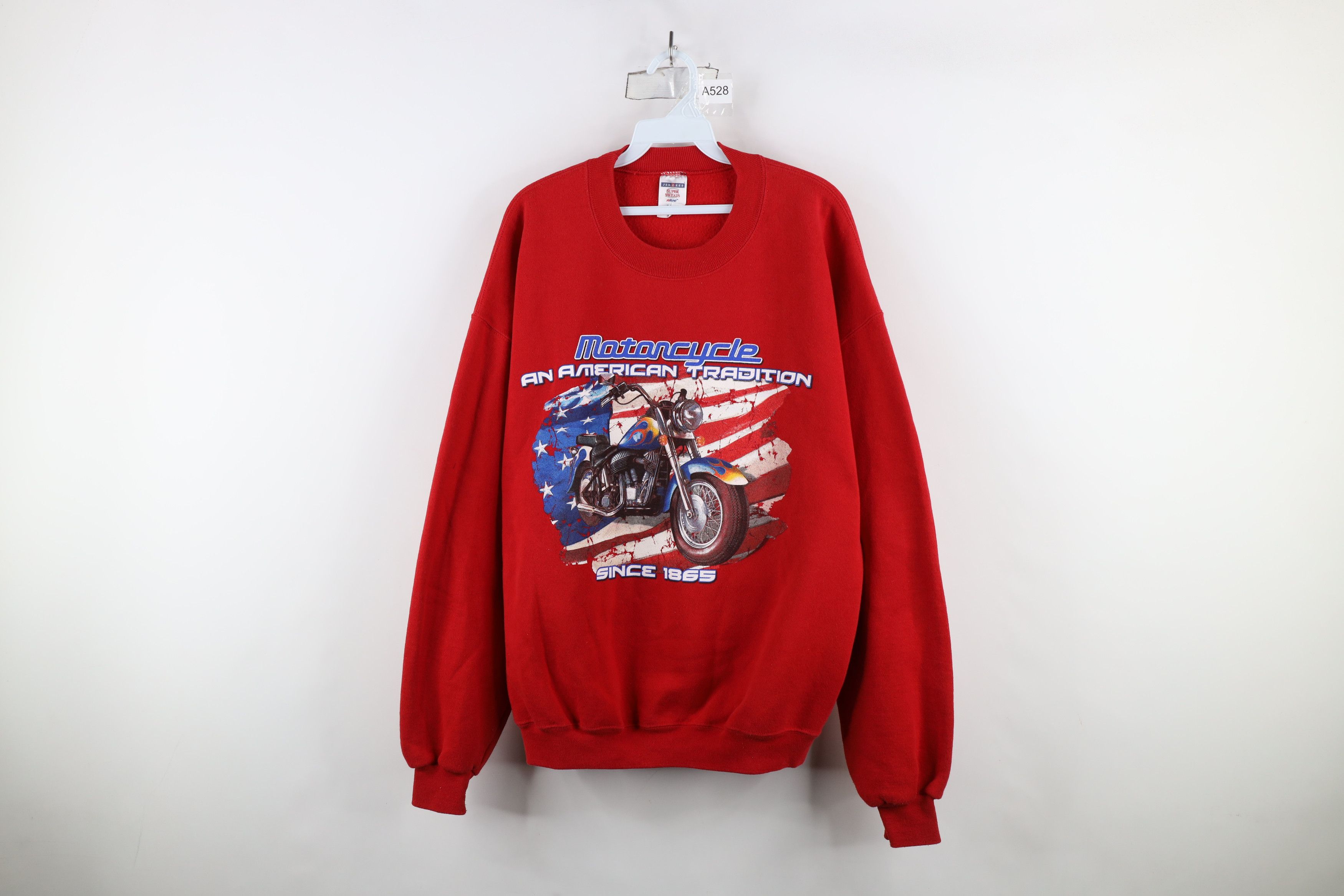 Vintage Vintage 90s Streetwear Motorcycle Tradition Sweatshirt Size US XL / EU 56 / 4 - 1 Thumbnail