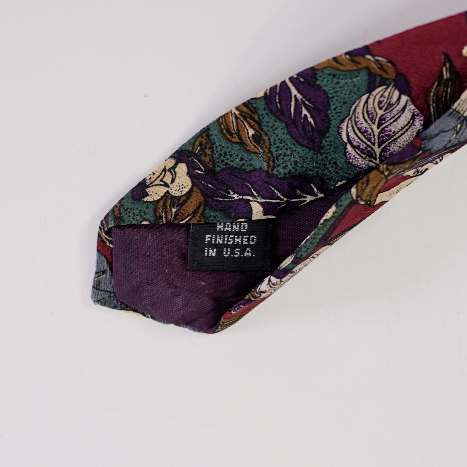 Designer Cellini Collection Floral Print Red Short Wide Silk Tie Size ONE SIZE - 4 Thumbnail