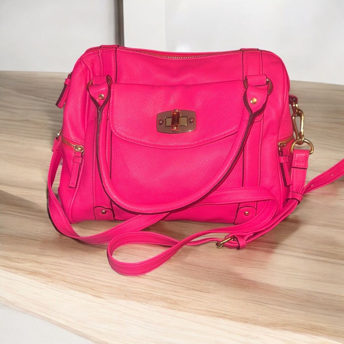 Merona Hot Bright Pink Large Crossbody Bag, Women's