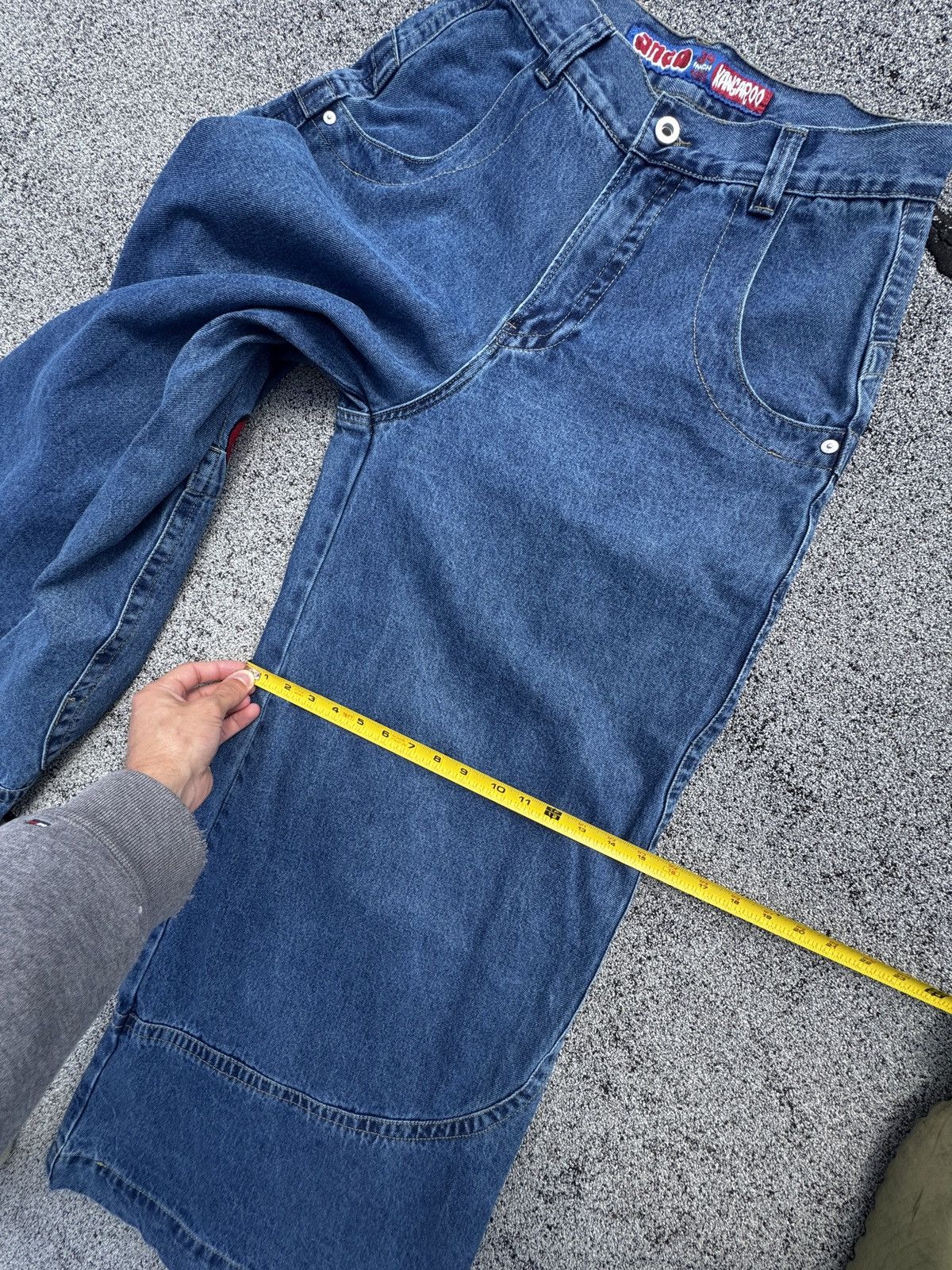 JNCO Kangaroo Jeans 90s/Y2K Baggy Skater Rave Embroidered Pkt Size US 30 / EU 46 - 13 Thumbnail