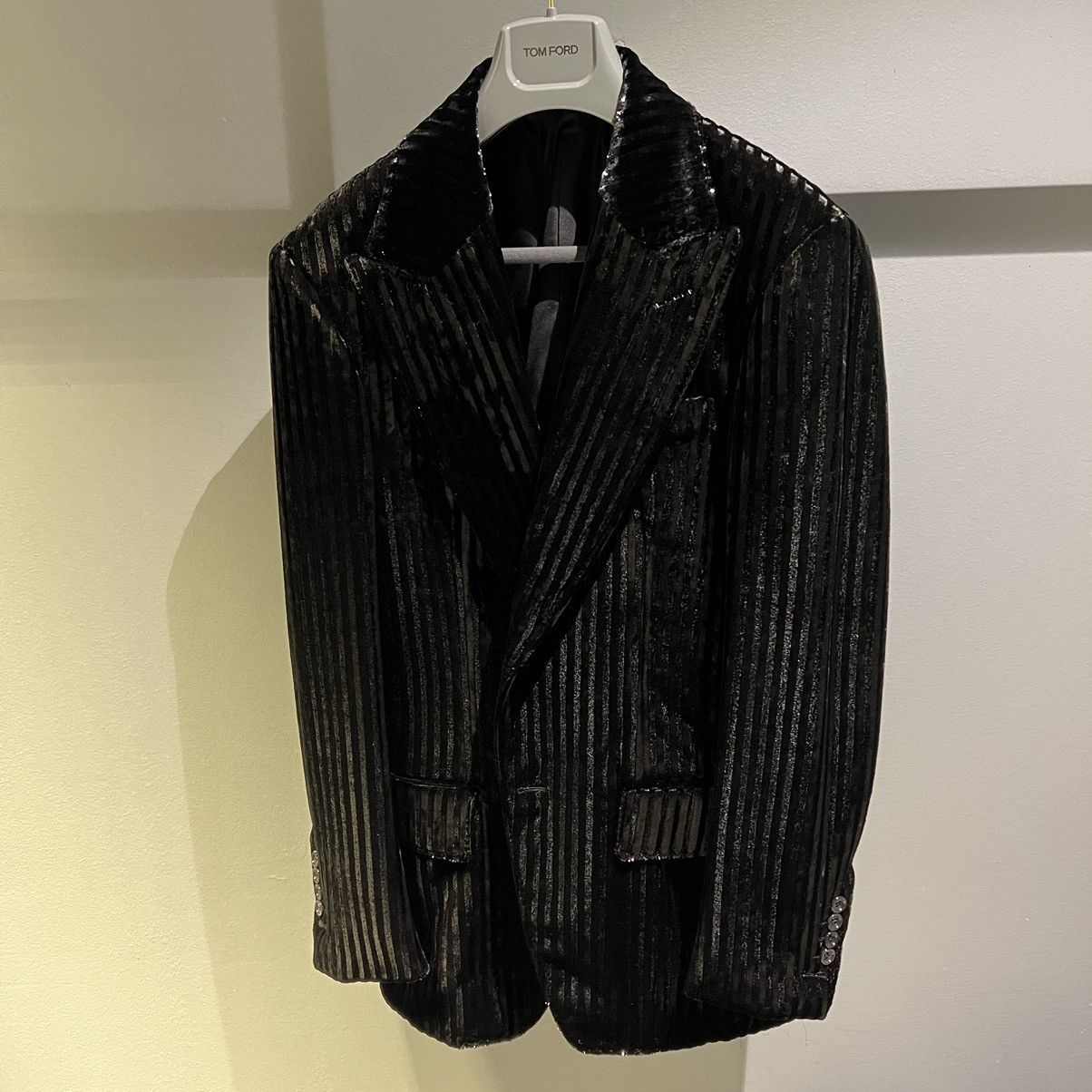 image of Tom Ford Embellished Velvet Blazer In Small in Black, Men's