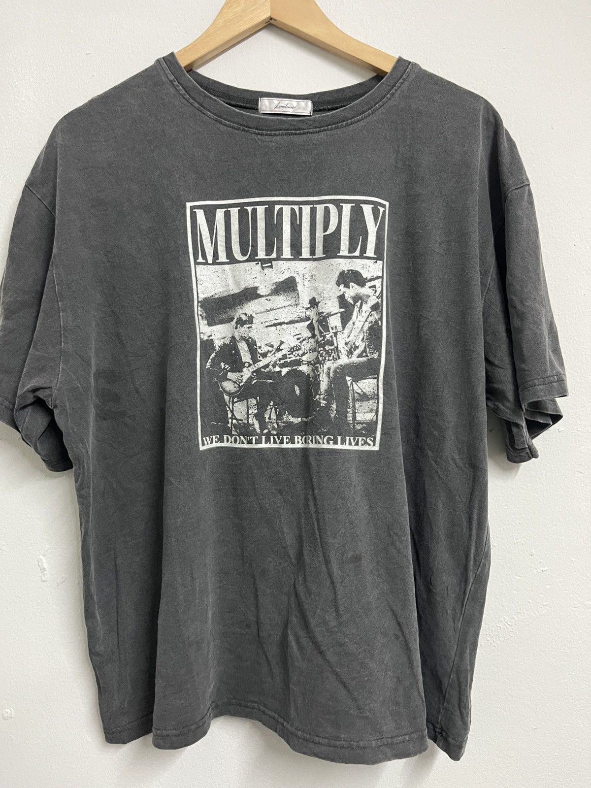 Japanese Brand 💥Linoluce Japanese Brand Multiply band t shirts faded black Size US XL / EU 56 / 4 - 1 Thumbnail