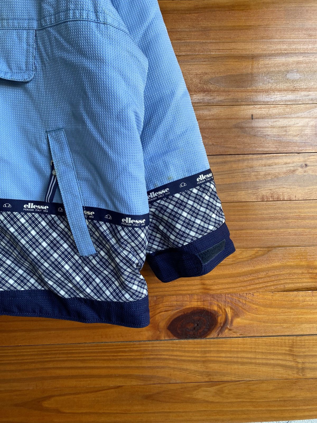 Ellesse × Goldwin Vintage Ellesse Half Zip Hooded Jacket Light Blue Plaid Size US M / EU 48-50 / 2 - 10 Thumbnail