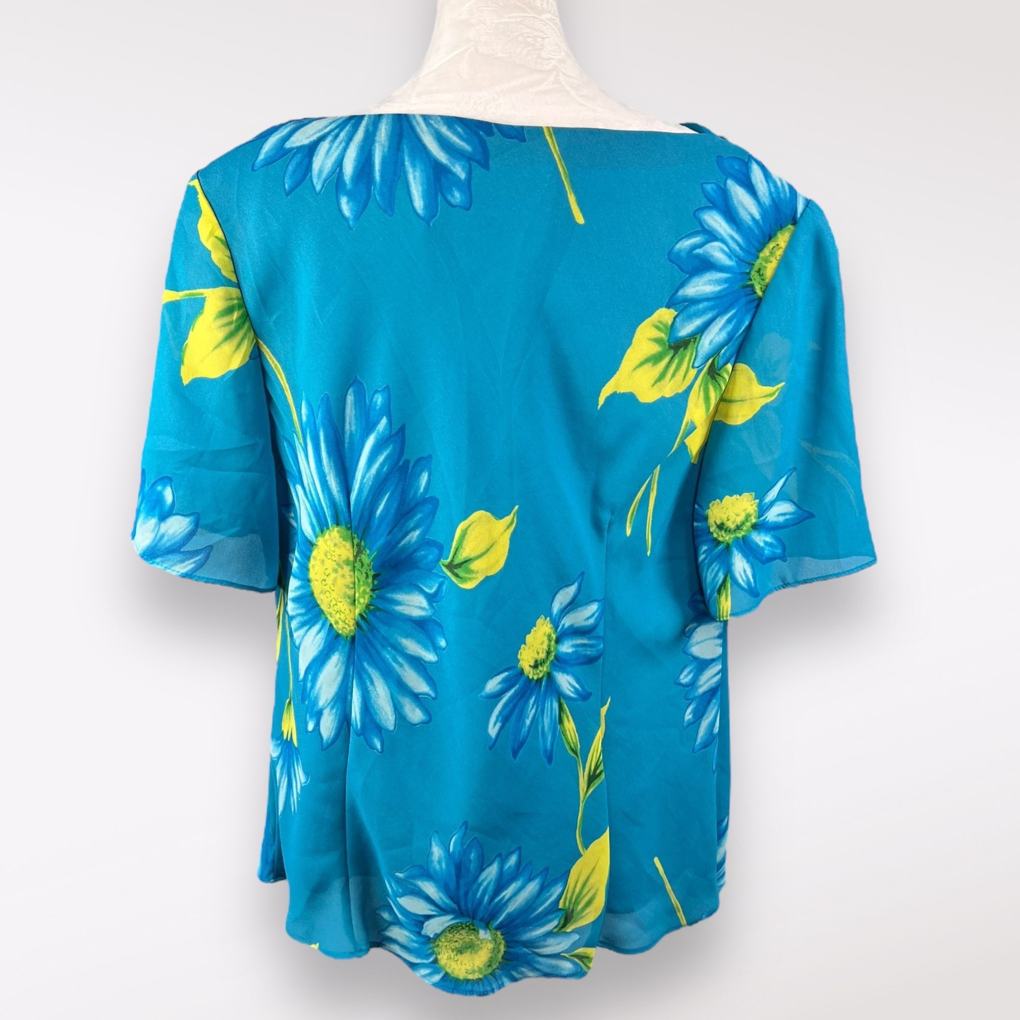 Designer VTG Dressbarn Short Sleeve Floral Blouse Cowl Neck 14 W Size XL / US 12-14 / IT 48-50 - 6 Thumbnail