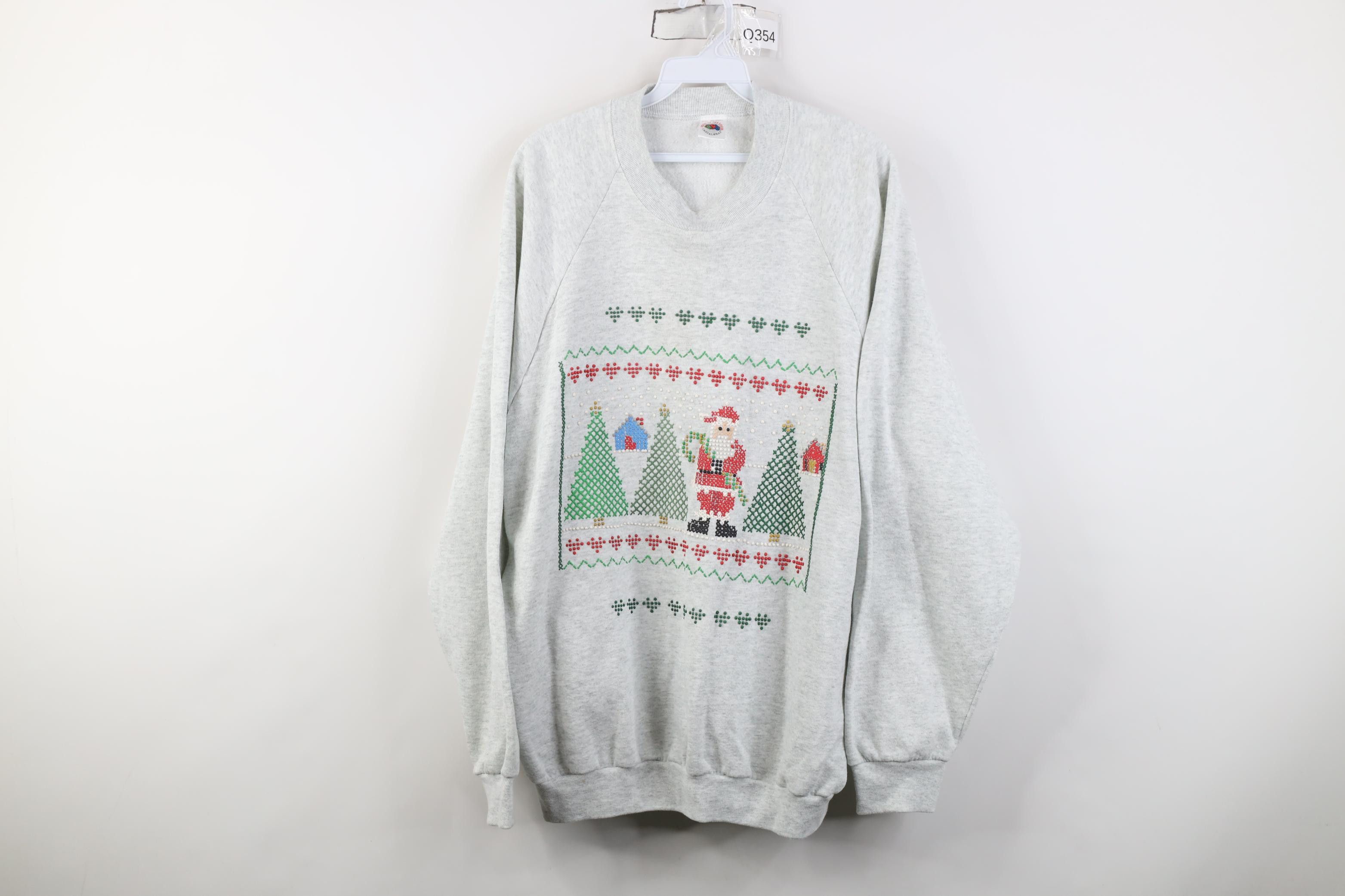 Vintage Vintage 90s Streetwear Christmas Tree Santa Claus Sweatshirt Size XXL / US 16-18 / IT 52-54 - 1 Thumbnail