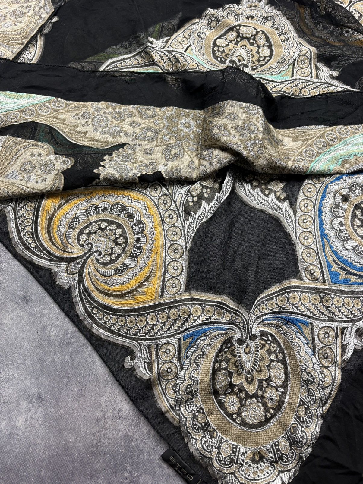 Etro ETRO Vintage Luxury Monogram Y2k Silk Cotton Scarf Rare Size ONE SIZE - 9 Thumbnail