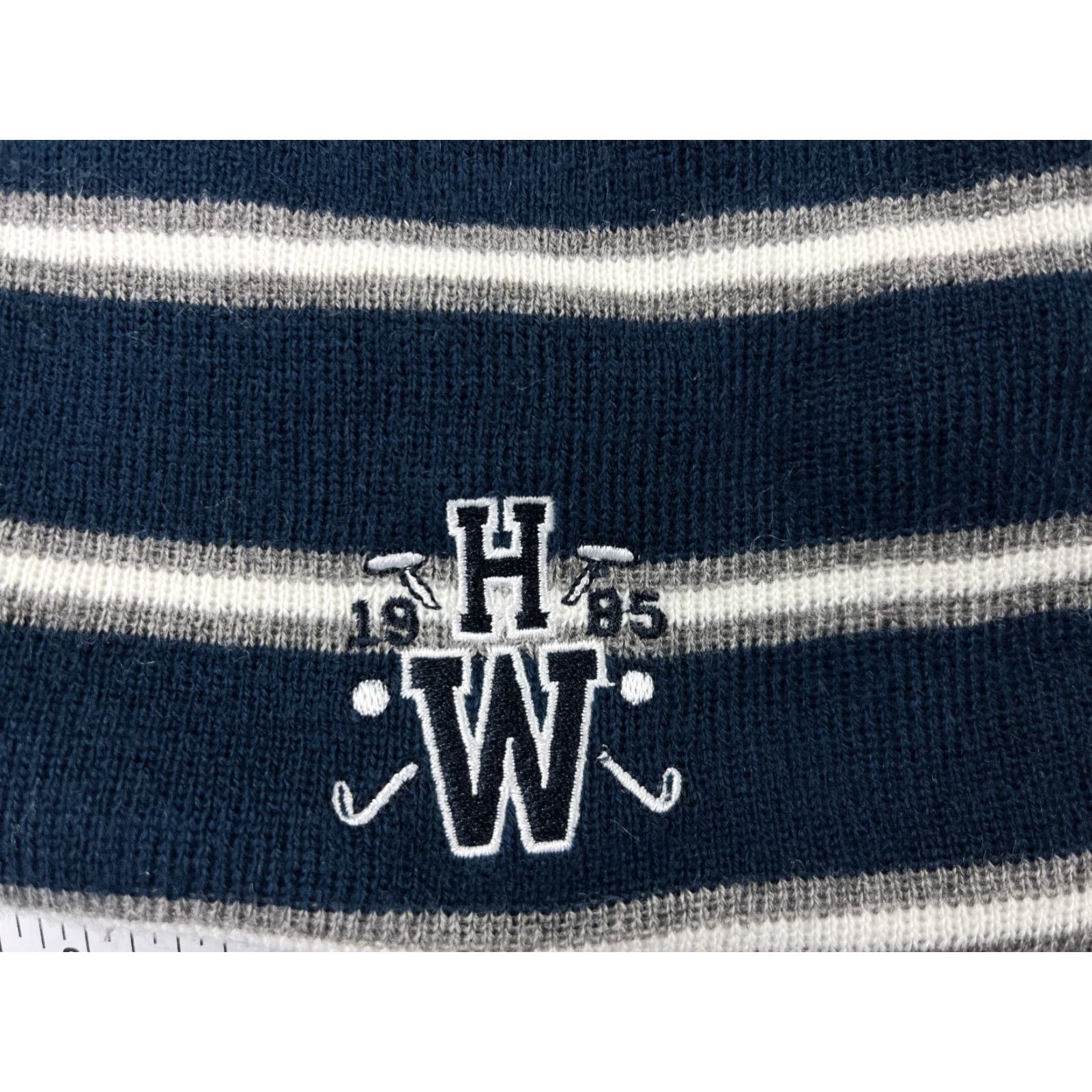Adidas VINTAGE adidas Beanie Hat - Knit Reversible Stripe Thermal Adult One Size Gray/Blue - Ski Logo Casual Winter Mens Size ONE SIZE - 5 Thumbnail