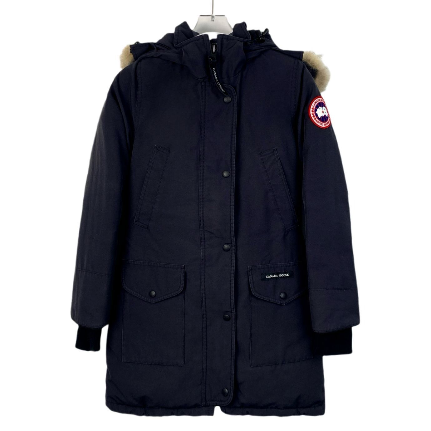 Canada Goose Black Fur-Lined Hooded Mid-Length Down Parka (S