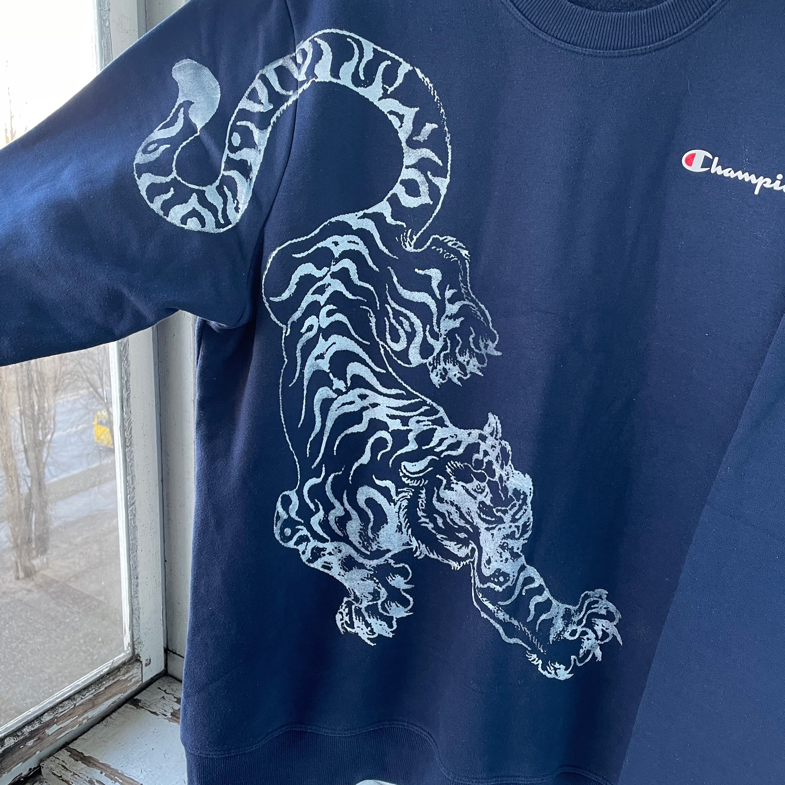 Champion Custom Champion sweatshirt tiger y2k opium animal 1of1 faded Size US XL / EU 56 / 4 - 5 Thumbnail