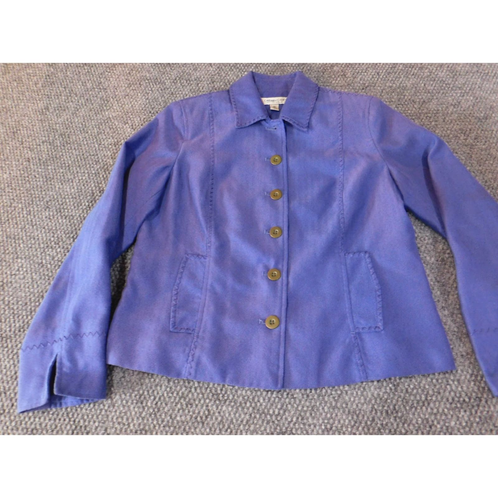Coldwater Creek VINTAGE Coldwater Creek Jacket Petite 6 Purple Coat Button Shoulder Pad Womens Solid Long Sleeve Mid-Length Fall Spring Pellets? Size M / US 6-8 / IT 42-44 - 3 Thumbnail