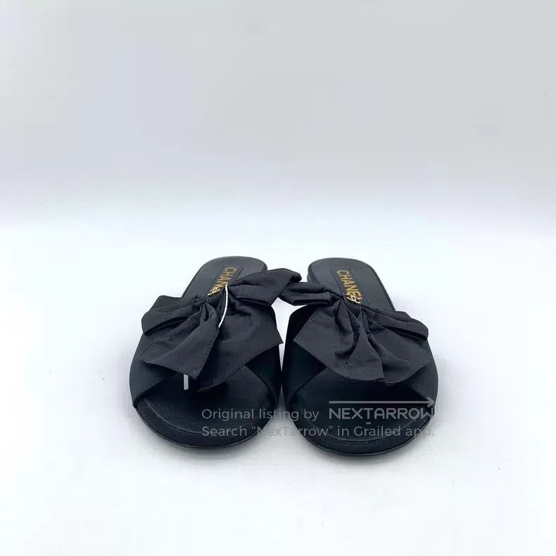 Chanel Chanel 24A black logo bow casual flat slippers Size US 5.5 / IT 35.5 - 3 Thumbnail