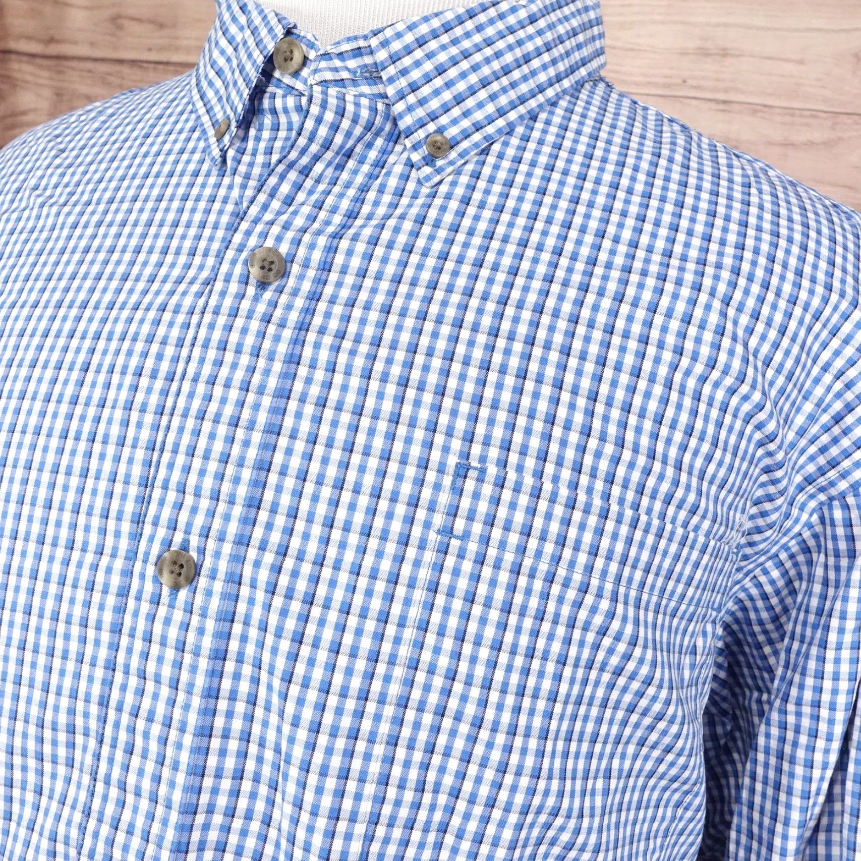Vintage Red Head Band Co Blue Gingham Check Button Down Shirt Mens 3XL Size US XXL / EU 58 / 5 - 2 Thumbnail