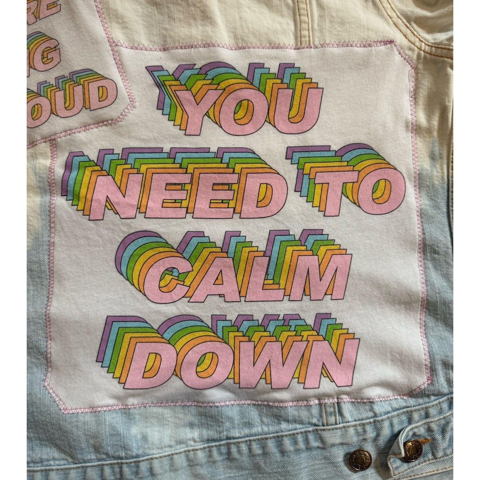 TAYLOR SWIFT You Need To Calm Down Upcycled Denim Jacket M