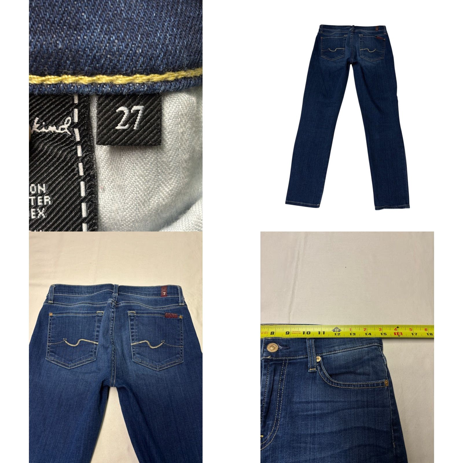 7 For All Mankind 7 For All Mankind Cropped Gwenevere Jeans Women's 30 Dark Wash Denim Slim Mid Rise Zip Button Pockets Stretch Cropped Jeans Women Size 30" / US 8 / IT 44 - 8 Thumbnail