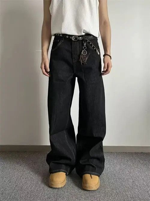 Japanese Brand Black casual vintage washed wide-leg jeans y2k Size US 32 / EU 48 - 1 Thumbnail