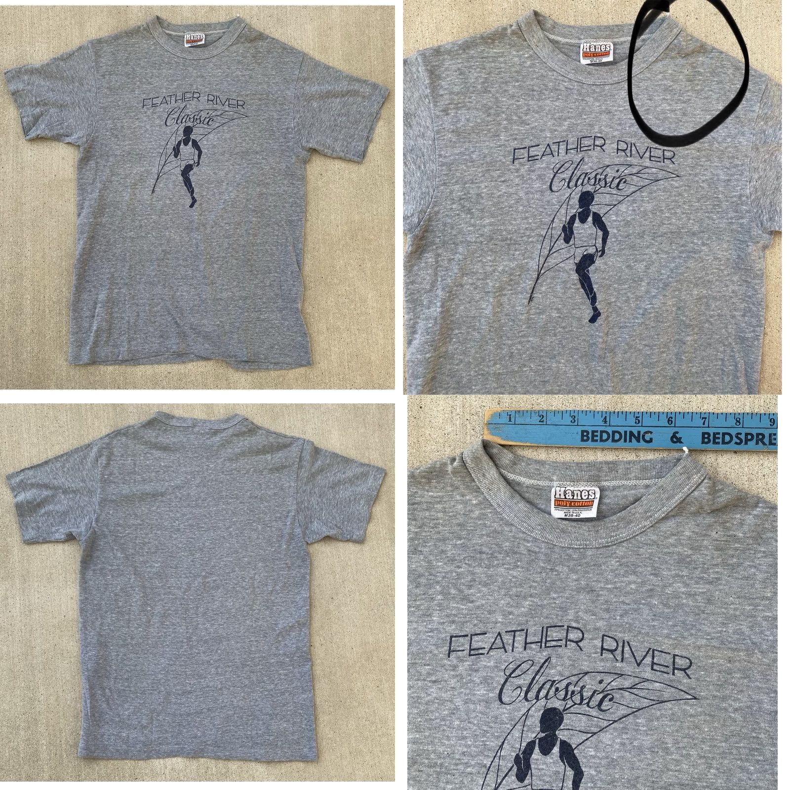 Hanes VINTAGE Feather River Classic Runner T Shirt Hanes Poly Cotton Gray M Unisex Graphic Tee 70s 80s Size US M / EU 48-50 / 2 - 10 Thumbnail