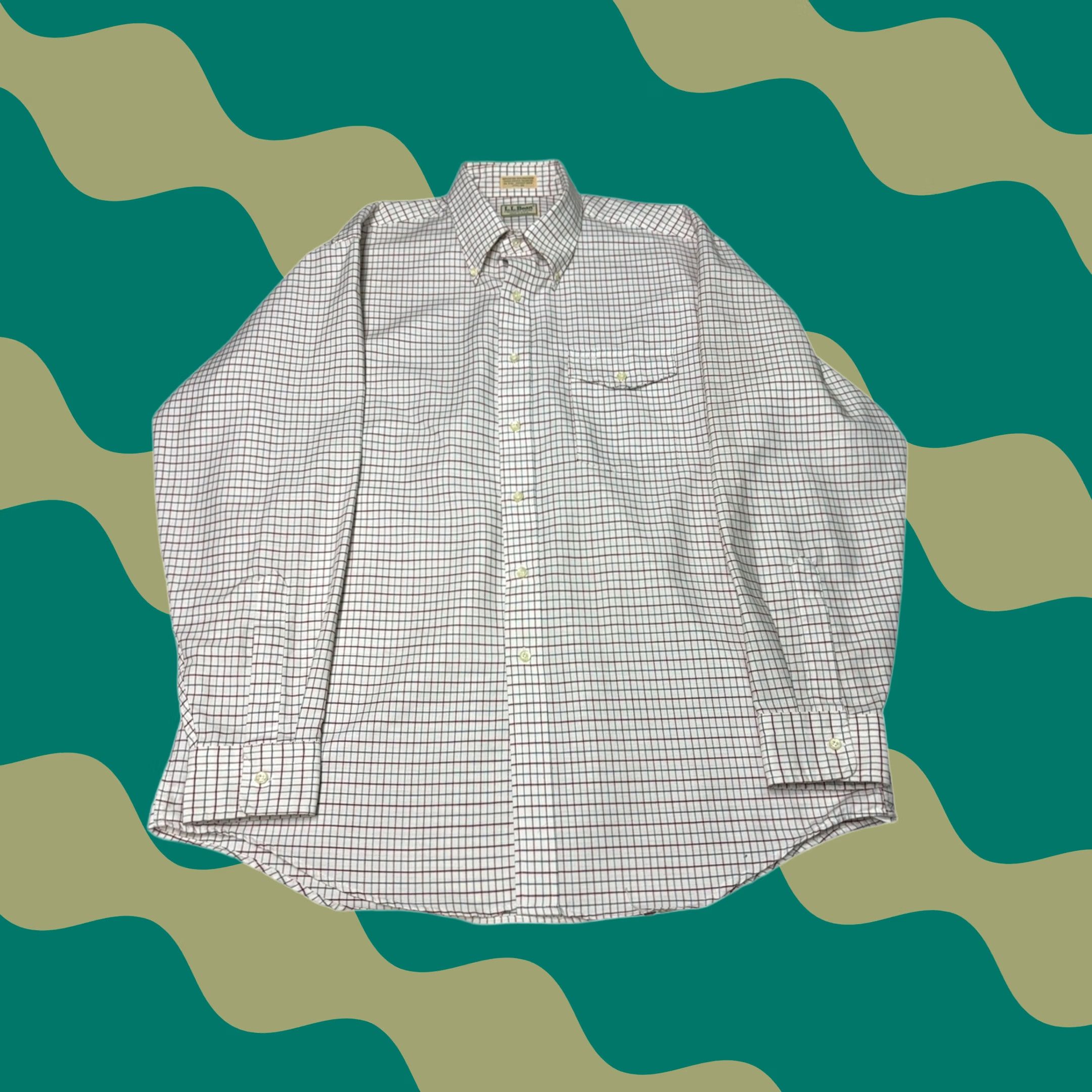Vintage VINTAGE L.L.Bean Plaid Shirt Button-Down Long Sleeve Dress Shirt Mens 17.5 White Button-Up Comfort Classic Preppy Pocket Easy Care Size 48R - 1 Thumbnail
