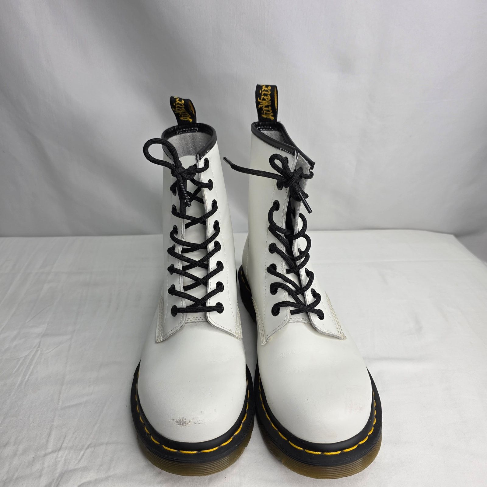 Dr. Martens Dr Martens Women's White Smooth Leather Combat Lace Up Boots Size US 9 / IT 39 - 2 Thumbnail