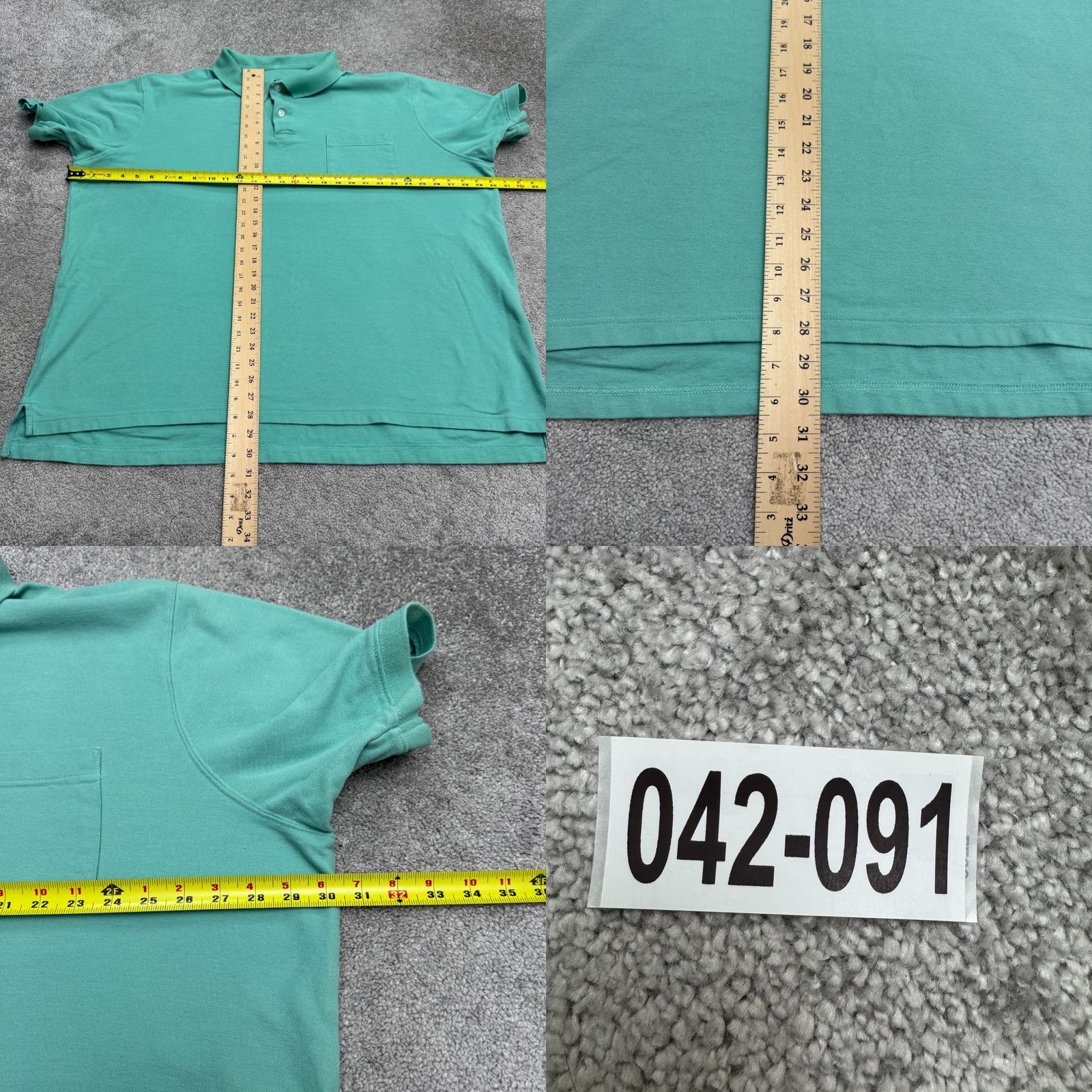 Vintage Harbor Bay Polo Shirt Mens 3XL Green Cotton Short Sleeve Pocket Top Size US XXL / EU 58 / 5 - 8 Thumbnail