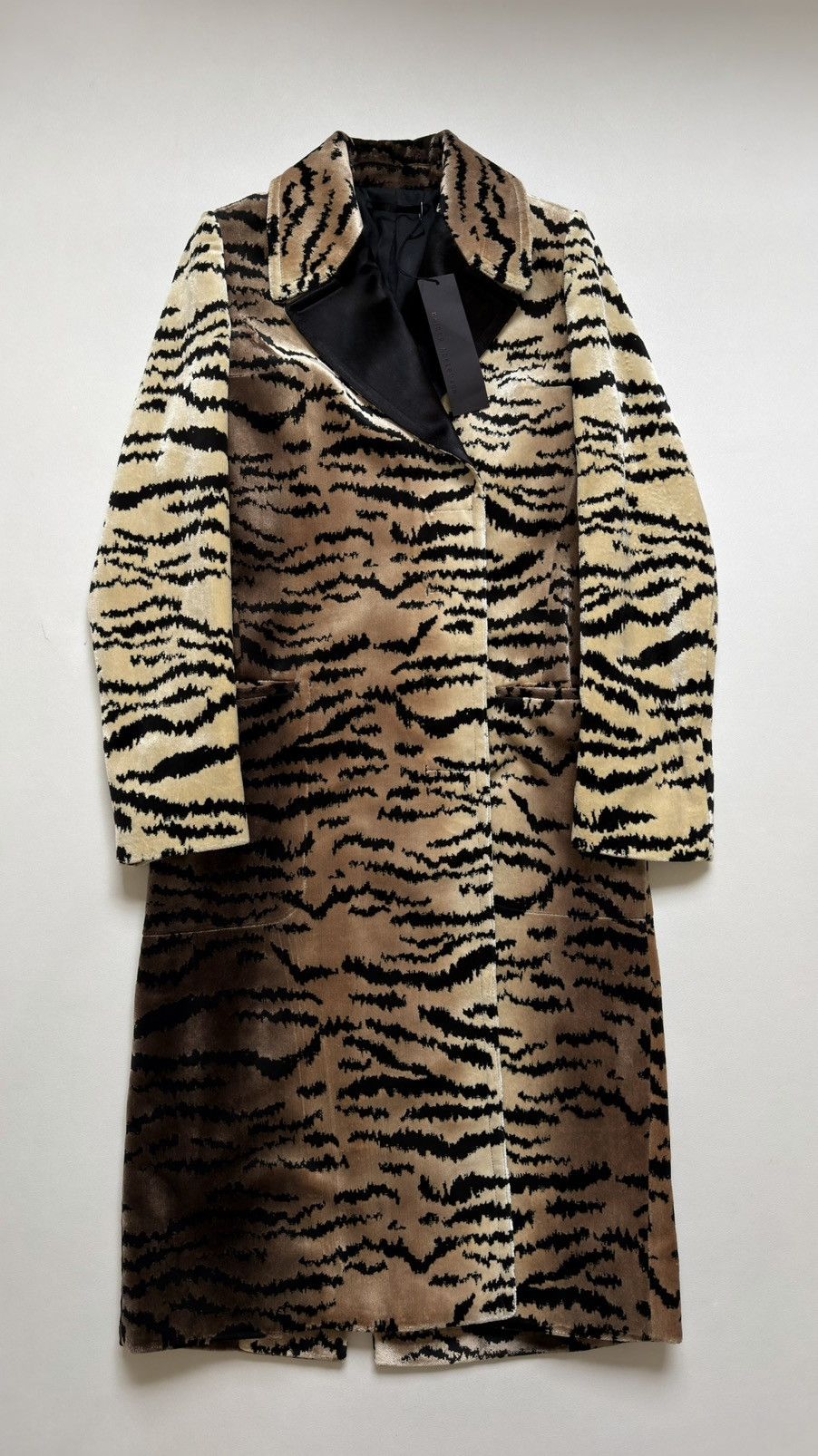 Haider Ackermann Tiger Stripe Velvet Overcoat Size S / US 4 / IT 40 - 1 Thumbnail