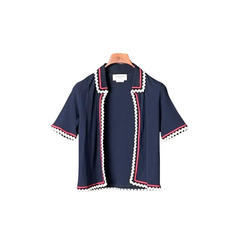 Thom Browne Thom Browne Women's Short Sleeve Blue Cardigan 0089 Size L / US 10 / IT 46 - 1 Thumbnail