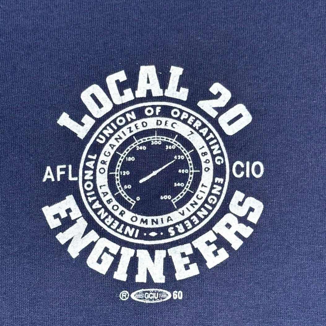 Jerzees VINTAGE Union Shirt Adult LARGE Blue Engineers Local 20 AFI CIO USA Made 80s Shirt Size US M / EU 48-50 / 2 - 2 Thumbnail