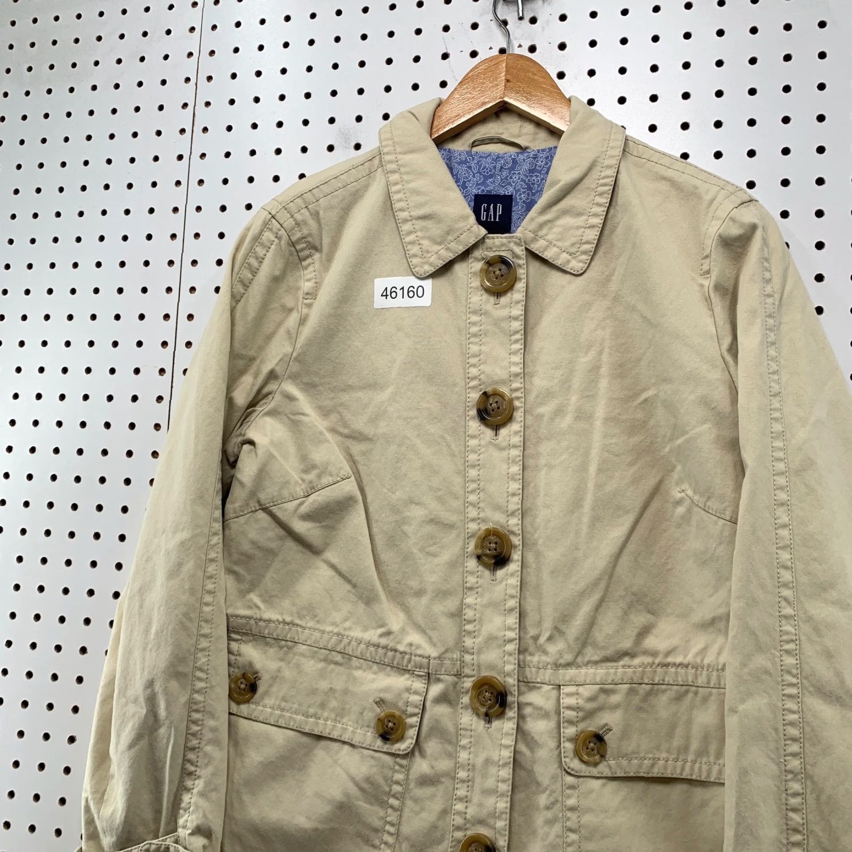 Gap VINTAGE Gap Trench Coat Women Large Beige Canvas Button Pocket Flap Y2K Long Sleeve Cotton Coat Beige Women's Regular Size L -/- 90s Theme Classic Size L / US 10 / IT 46 - 7 Thumbnail