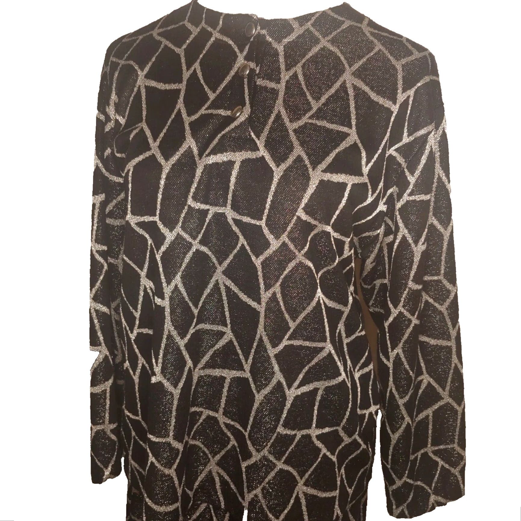 Vintage VINTAGE Quail Crossing Skirt Set Shirt 2 Piece Black Silver Metallic Polyester Womens Large Size L / US 10 / IT 46 - 6 Thumbnail
