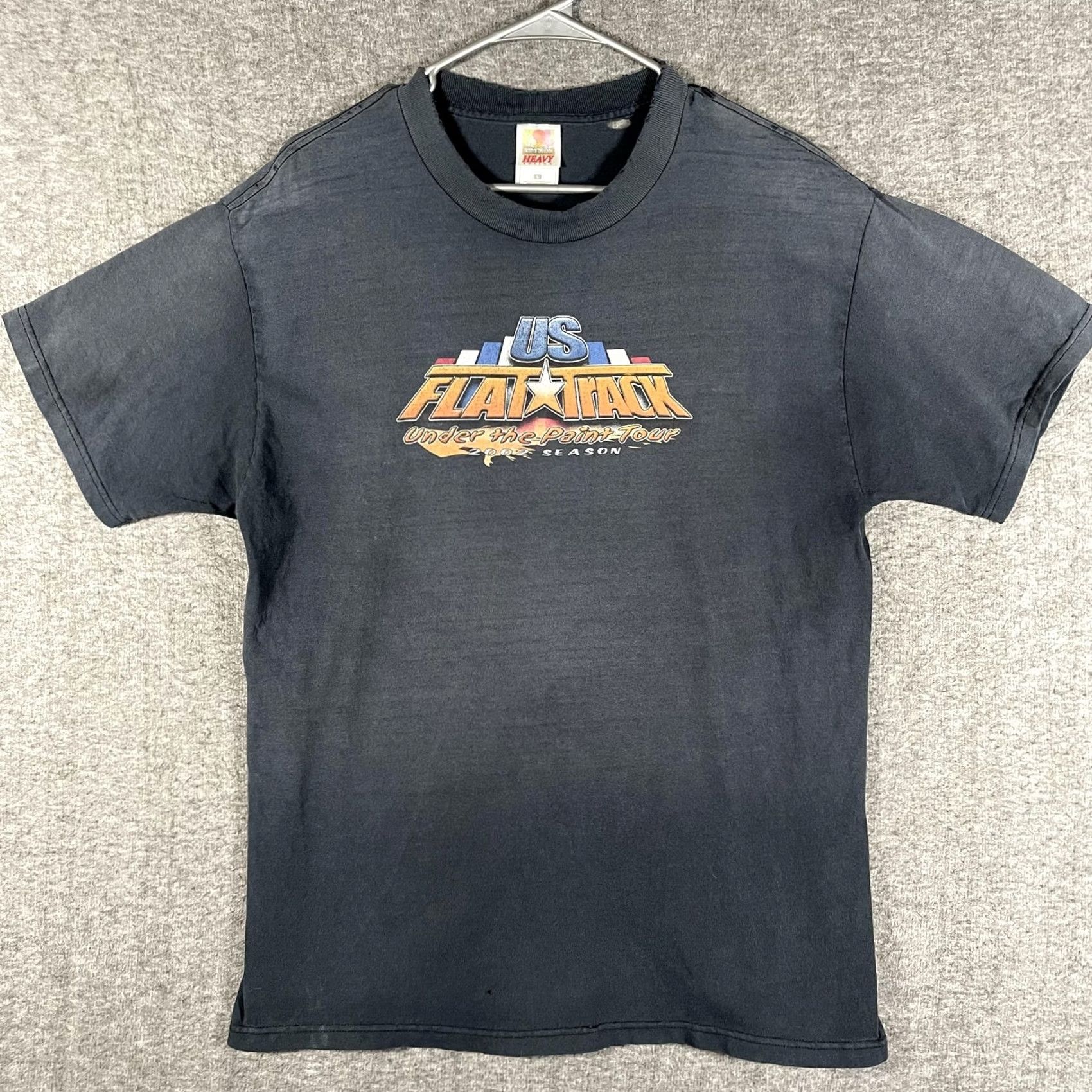 Fruit Of The Loom VINTAGE Fruit of the Loom Shirt Mens Large Black US Flat Track 2002 Motorcycle Racing Graphic Tee Size US L / EU 52-54 / 3 - 2 Thumbnail