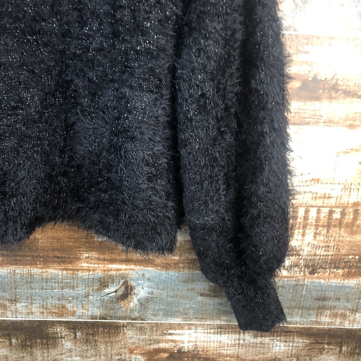 GU DL GU Black shaggy fur Mohair Knitwear #C321 Size M / US 6-8 / IT 42-44 - 15 Thumbnail